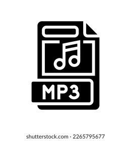 mp3 file format document glyph icon vector. mp3 file format document sign. isolated symbol illustration