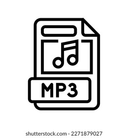 mp3 file format document line icon vector. mp3 file format document sign. isolated contour symbol black illustration