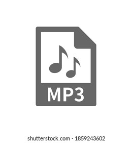 Mp3 file format vector icon. Music file with notes web button.
