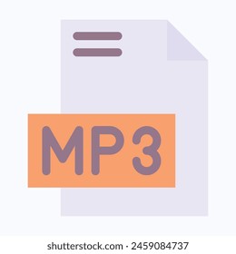 MP3 File Format Vector Icon, Isolated On Abstract Background.

