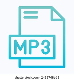 MP3 File Format Vector Icon, Isolated Lineal Gradient Vector Icon.