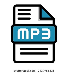 Icono de archivo Mp3. archivo de audio plano, iconos símbolos de formato. Ilustración vectorial. se puede utilizar para interfaces web, aplicaciones móviles y software