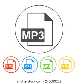 mp3 file icon. Flat vector illustrator Eps 10