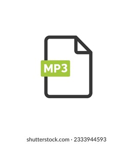 Icono de archivo MP3 aislado en fondo blanco