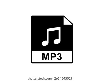 Icono de archivo MP3 aislado sobre fondo blanco.