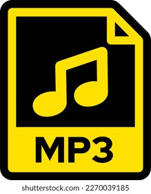 mp3 file icon vector black and yellow color