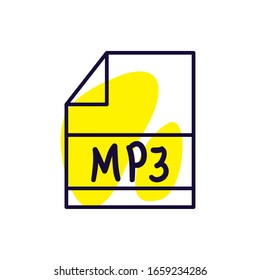 mp3 file line style icon design, Music sound melody song musical art and composition theme Vector illustration