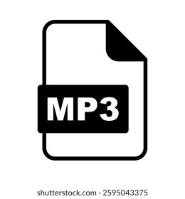 MP3 file silhouette icon. Vector.