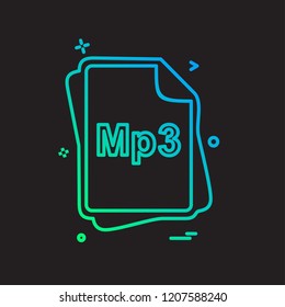 MP3 file type icon design vector