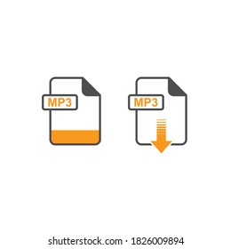 MP3 Format Download Icon - Format Extension File Icon Vector Illustration For Web and Graphics Design.