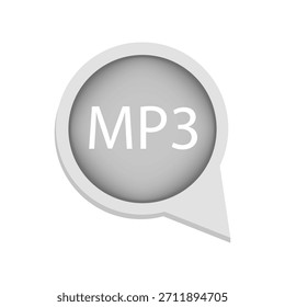 MP3-Formatsymbol. Audiodatei-Symbol. Klangmusik Vektor-Zeichen. Blasenförmiges Element. EPS 10.