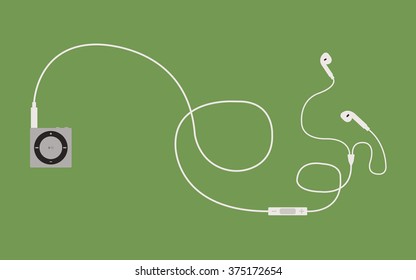 MP3 with headphones. Flat design