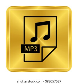 mp3 icon - black vector icon;  gold button