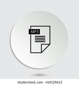 mp3 icon - black vector icon  with shadow