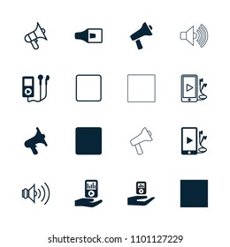 Mp3 icon. collection of 16 mp3 filled and outline icons such as volume, stop. editable mp3 icons for web and mobile.