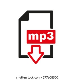 The Mp3 Icon. File Audio Format Symbol. Flat Vector Illustration. Button