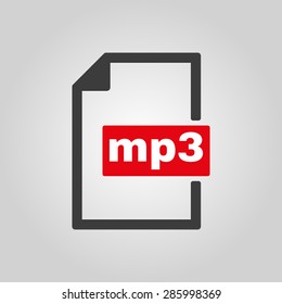 The mp3 icon. File audio format symbol. Flat Vector illustration. Button