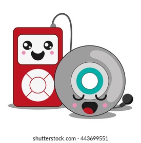 mp3 icon. Kawaii and technology. Vector graphic