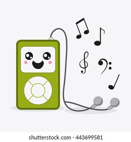 mp3 icon. Kawaii and technology. Vector graphic