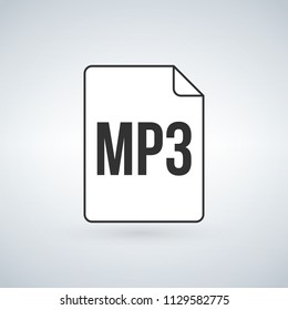 MP3 icon, labeled MP3 music audio format file type icon, Vector illustration isolated on white background.