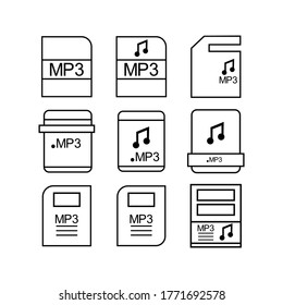 Icono Mp3 o logotipo símbolo de señas aislado ilustración vectorial - Colección de iconos vectoriales de estilo negro de alta calidad
