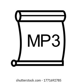 Icono Mp3 o logotipo símbolo de señas aislado ilustración vectorial - iconos vectoriales de estilo negro de alta calidad
