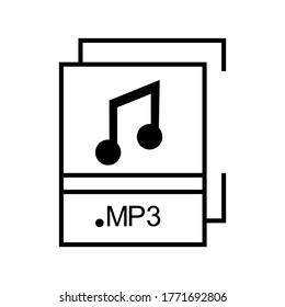 Icono Mp3 o logotipo símbolo de señas aislado ilustración vectorial - iconos vectoriales de estilo negro de alta calidad
