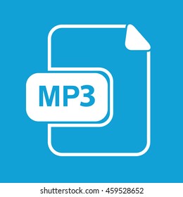 MP3 icon vector. Blue background