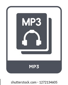mp3 icon vector on white background, mp3 trendy filled icons from File type collection, mp3 simple element illustration