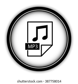 mp3 icon - vector icon; round  button with shadow