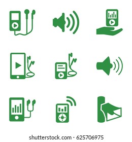 Mp3 icons set. set of 9 mp3 filled icons such as volume