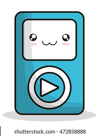 mp3 kawaii cartoon smiling technology icon. Colorful and flat design. Vector illustration