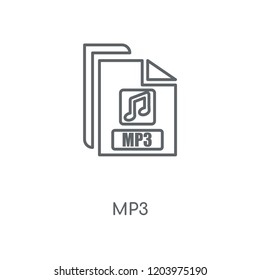 Mp3 linear icon. Mp3 concept stroke symbol design. Thin graphic elements vector illustration, outline pattern on a white background, eps 10.