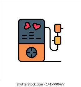 Mp3, Love, Heart, Wedding  Flat Color Icon. Vector icon banner Template