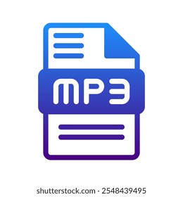 Mp3 modern audio format icon with gradient based style