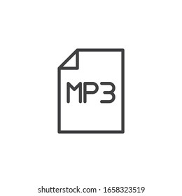 Mp3 music file line icon. linear style sign for mobile concept and web design. mp3 sound file folder outline vector icon. Symbol, logo illustration. Vector graphics