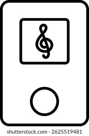 MP3 Music Player Icon with Musical Note Display and Circular Control Button
