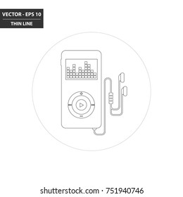 MP3 Music player thin line flat icon. Vector Illustration.