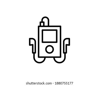 Icono de línea de paladar MP3. Símbolo vectorial en estilo plano y a la moda sobre fondo blanco. Canto web para diseño.