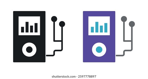 Mp3 player colored icon set. Stock Vector