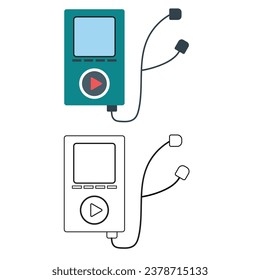 Mp3 Player Coloring Page Outline with clipart Cartoon Technology