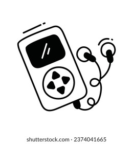 Mp3 player doodle Icon Design illustration. Science and Technology Symbol on White background EPS 10 File