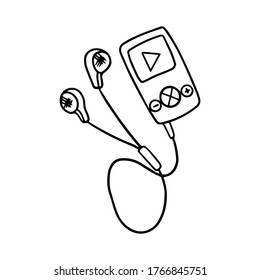 mp3 player doodle icon isolated