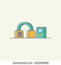 Mp3 player with earphone vector