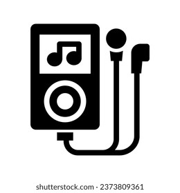MP3-Player-Glyphe Symbol Illustration Vektorgrafik. Einfache Vektorgrafik von Elementen, geeignet für Anwendungen, Websites und Präsentationen einzeln auf weißem Hintergrund