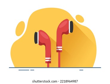 MP3 Player with Headphones, Headset and Phone of Music Listening Devices in Mobile App on Flat Cartoon Hand Drawn Templates Illustration