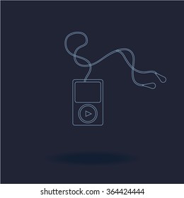 Mp3 player with a headphones vector icon.