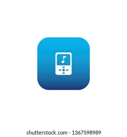 Mp3 player icon with blue background 
