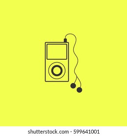 Mp3 player icon flat. Black pictogram on white background. Vector illustration symbol and bonus button