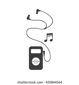 Mp3 player icon. Flat vector illustration in black on white background. EPS 10